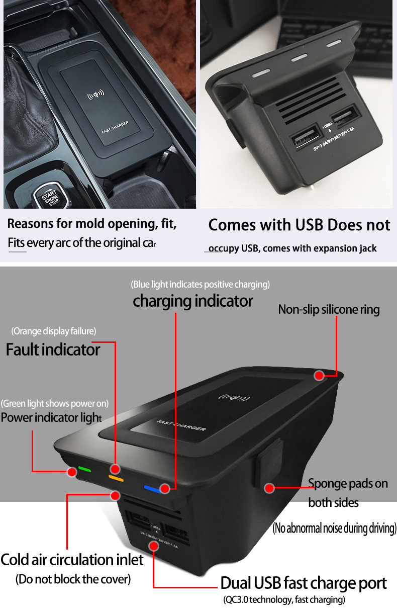 15w Wireless Charger for Volvo - Wireless Phone Charger Pad recensione e prezzo